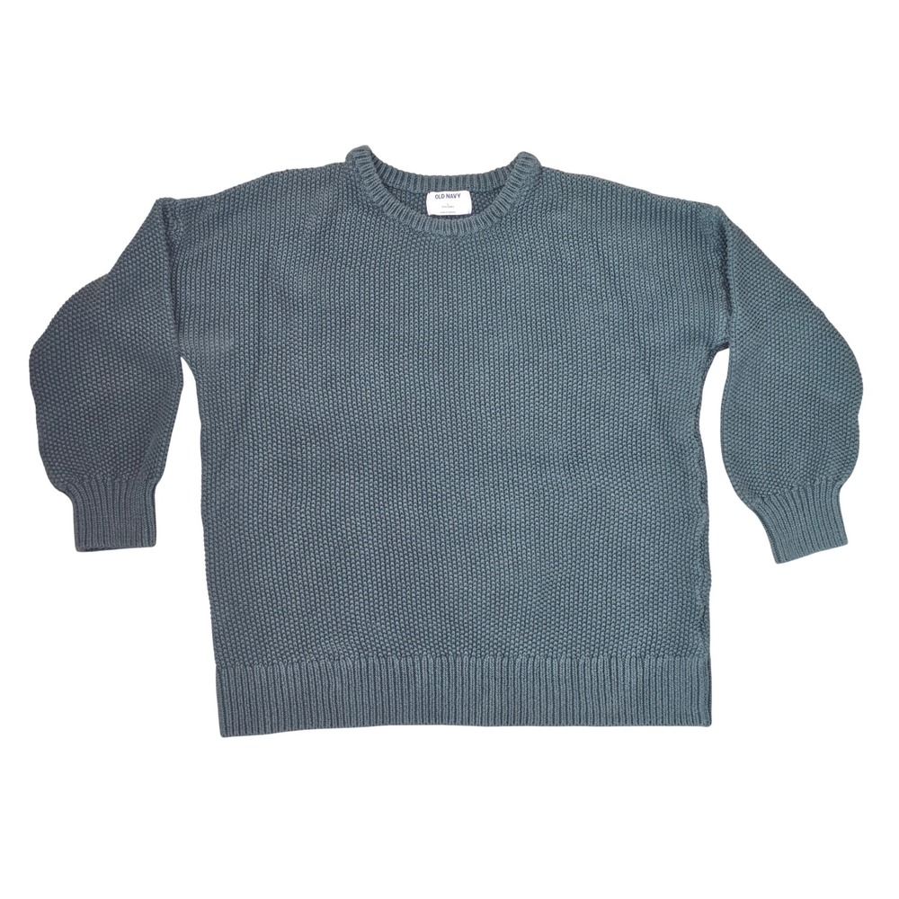 Old Navy Womens Tunic Length Shaker Stitch Cotton Sweater Teal Green Size L
